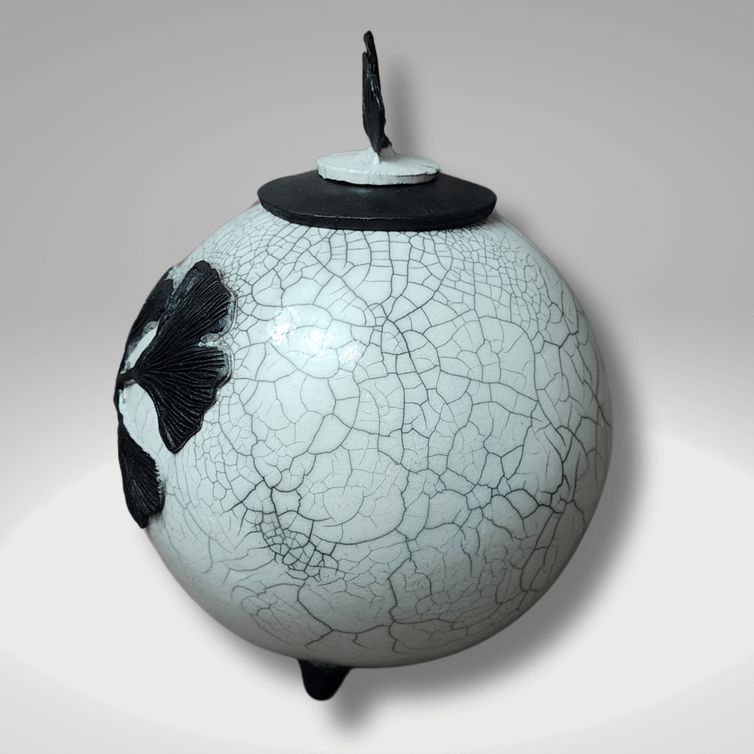 Ginkgo Raku Fired Urn