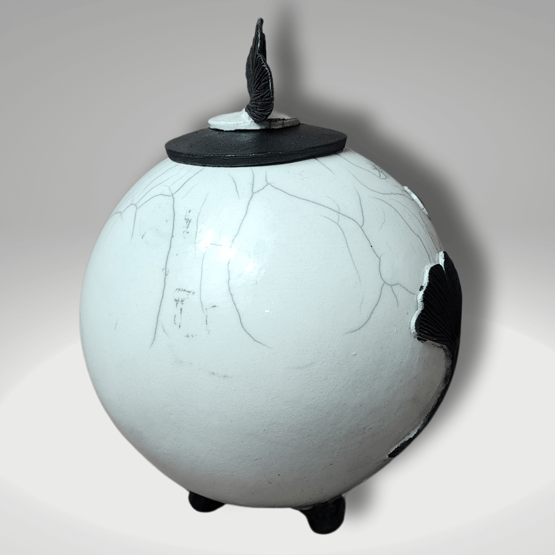 Ginkgo Raku Fired Urn