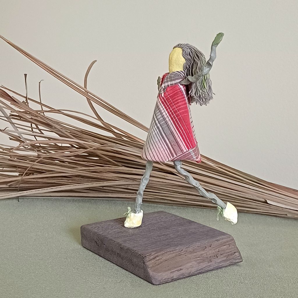 Girl Grey Stick Family, Handmade Table Decoration, Ornament