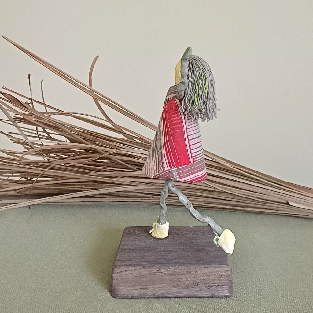 Girl Grey Stick Family, Handmade Table Decoration, Ornament