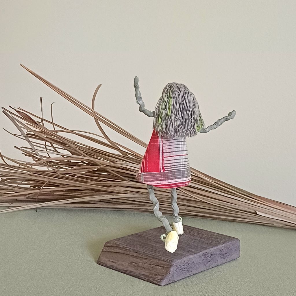 Girl Grey Stick Family, Handmade Table Decoration, Ornament