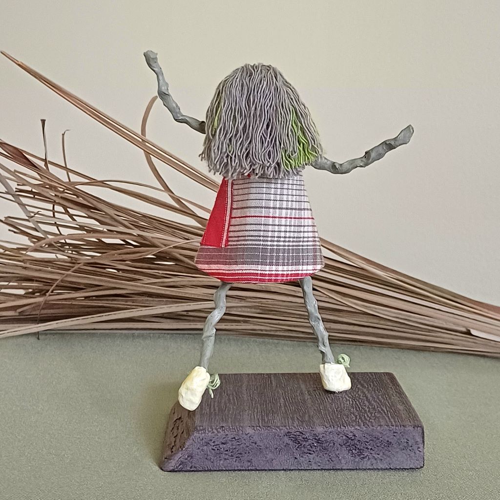 Girl Grey Stick Family, Handmade Table Decoration, Ornament