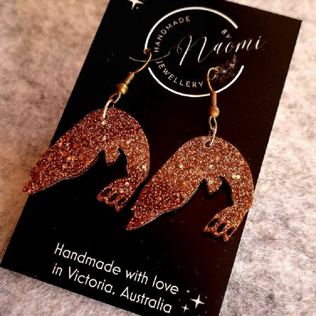 Australian themed resin glitter dangle hook earrings