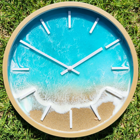 30 cm Turquoise Beach Resin Art Wall Clock