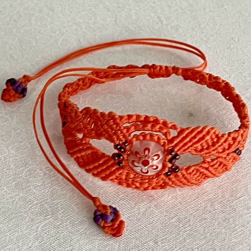 Red orange Macrame Bracelet