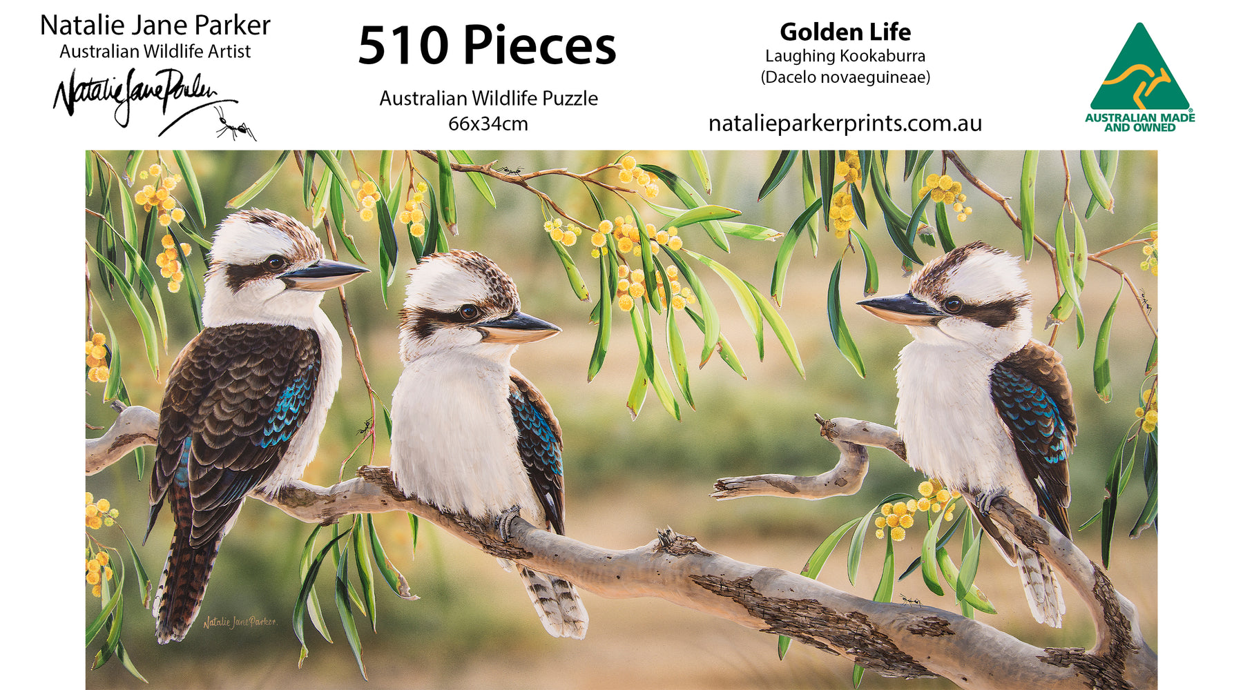 Golden Life – Laughing Kookaburras | 510-Piece Panorama Jigsaw Puzzle