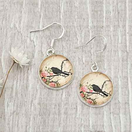 Blackbird Earrings • Paper and Glass Earrings