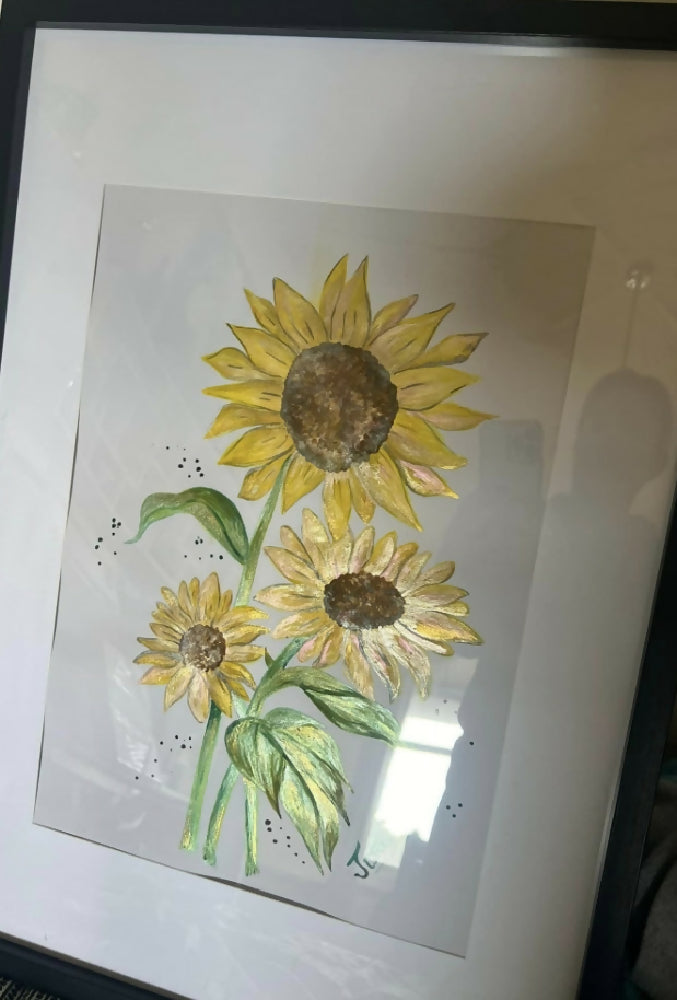 Watercolor framed ready to hang , Titled- Good morning sun