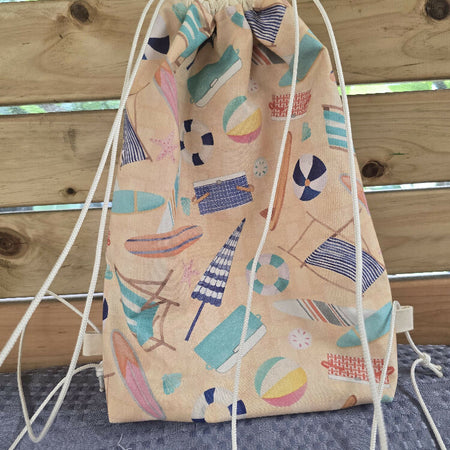 Kids | Handmade | Beach Scene | Library Bag | Backpack