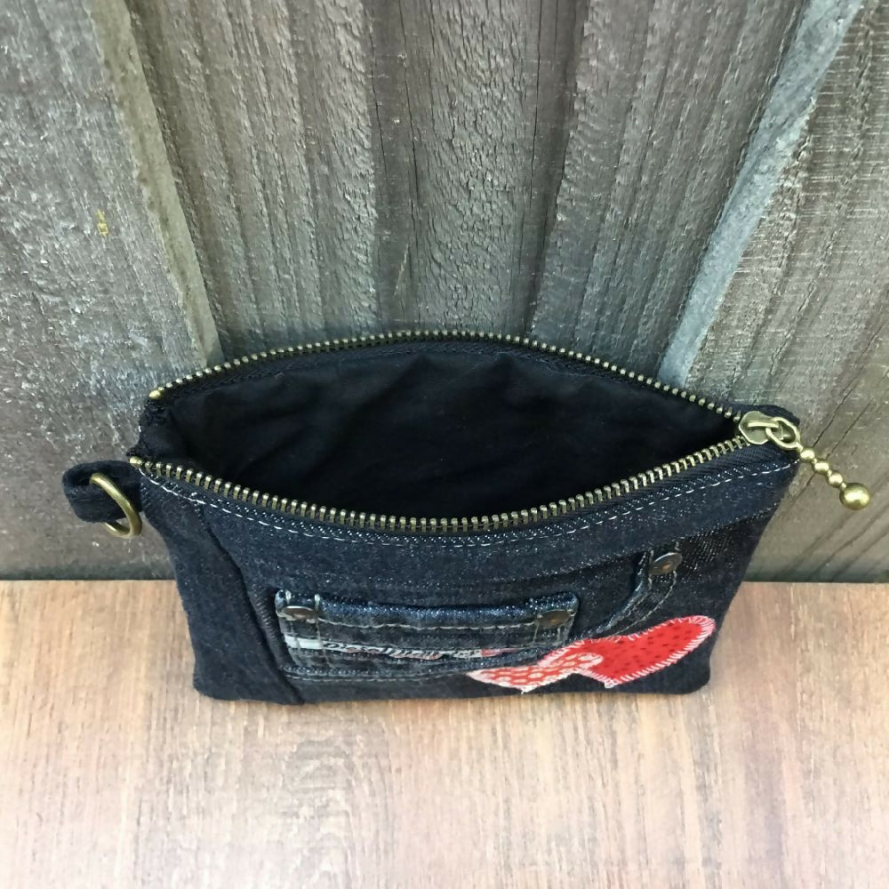 Upcycled Denim Coin Purse – Black Denim Pocket