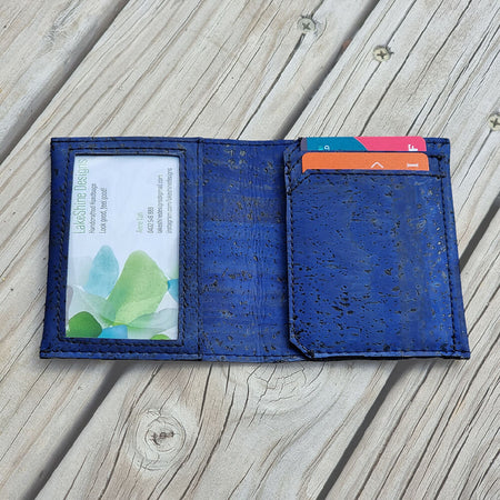 Slim Cork Leather ID Wallet - Sustainable, Vegan and Stylish - Blue