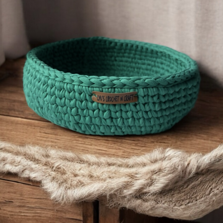 Home Decor | Handmade Crochet Basket | Emerald Green