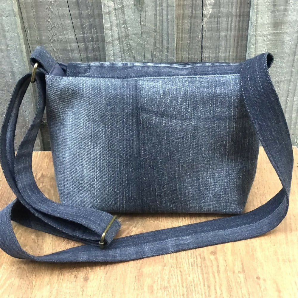 Upcycled Grey Denim Messenger Bag – Cork Star
