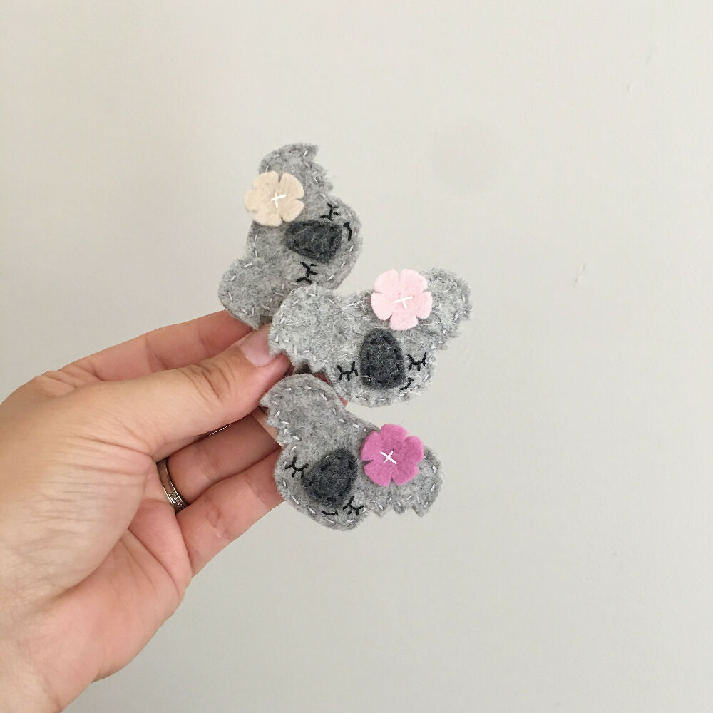 Set of 2, Koala hair clips