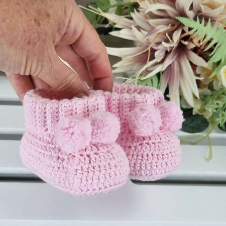 Pink, Australian Cotton Baby Booties - Soft, Sustainable Gender Reveal