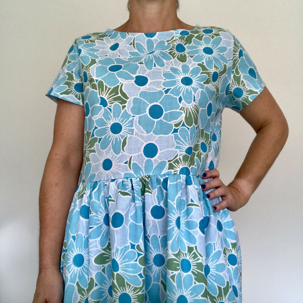 Zoe Dress - Big Blue Blooms