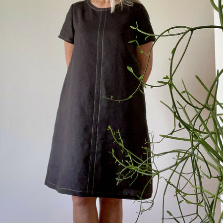 Linen Topstitch Dress