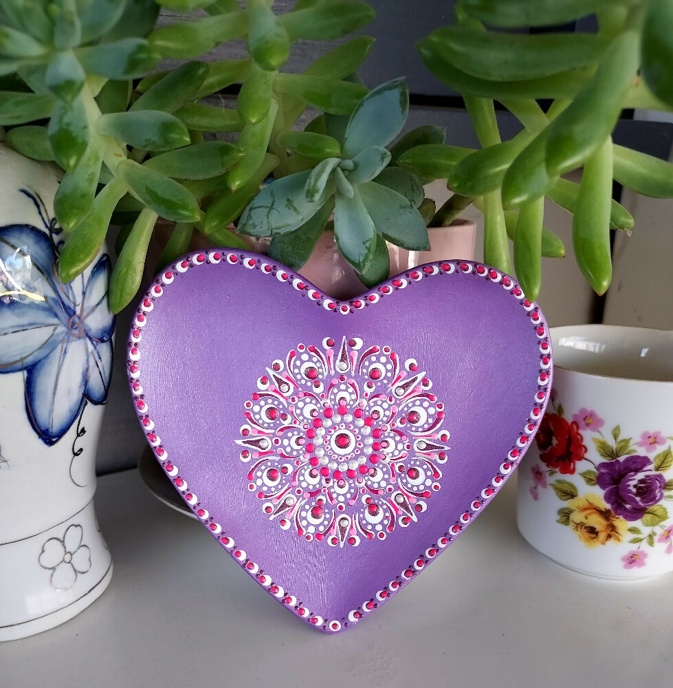 Dot Art trinket dish called " Purple Pizzazz ".