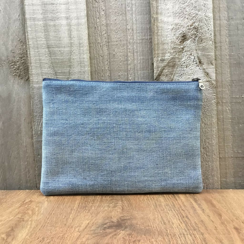 Upcycled Denim Pencil Case – Denim Pockets - Star