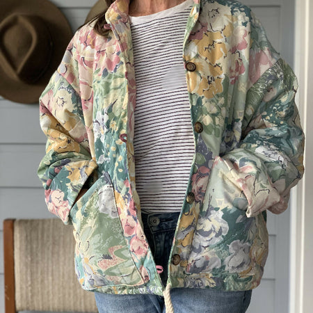 Quilted jacket/ padded jacket/ floral jacket/ size medium