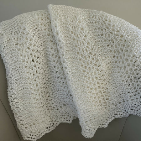 Baby shawl - round lacey design - hand-knitted in Australian wool