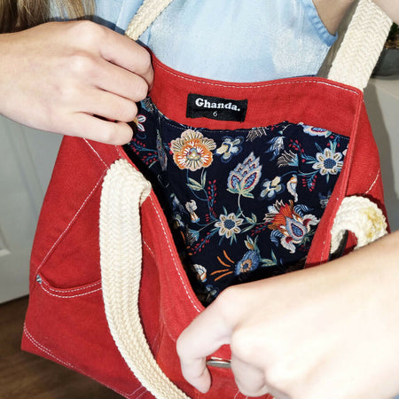 Denim Tote Bag Upcycled From Ghanda Skirt, Lined ,FREE Keyring - FREE SHIPPING!
