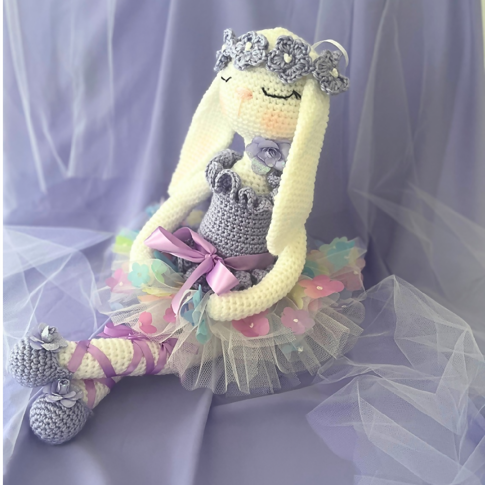 Crochet Bunny Ballerina Soft Doll, Crochet Bunny Doll