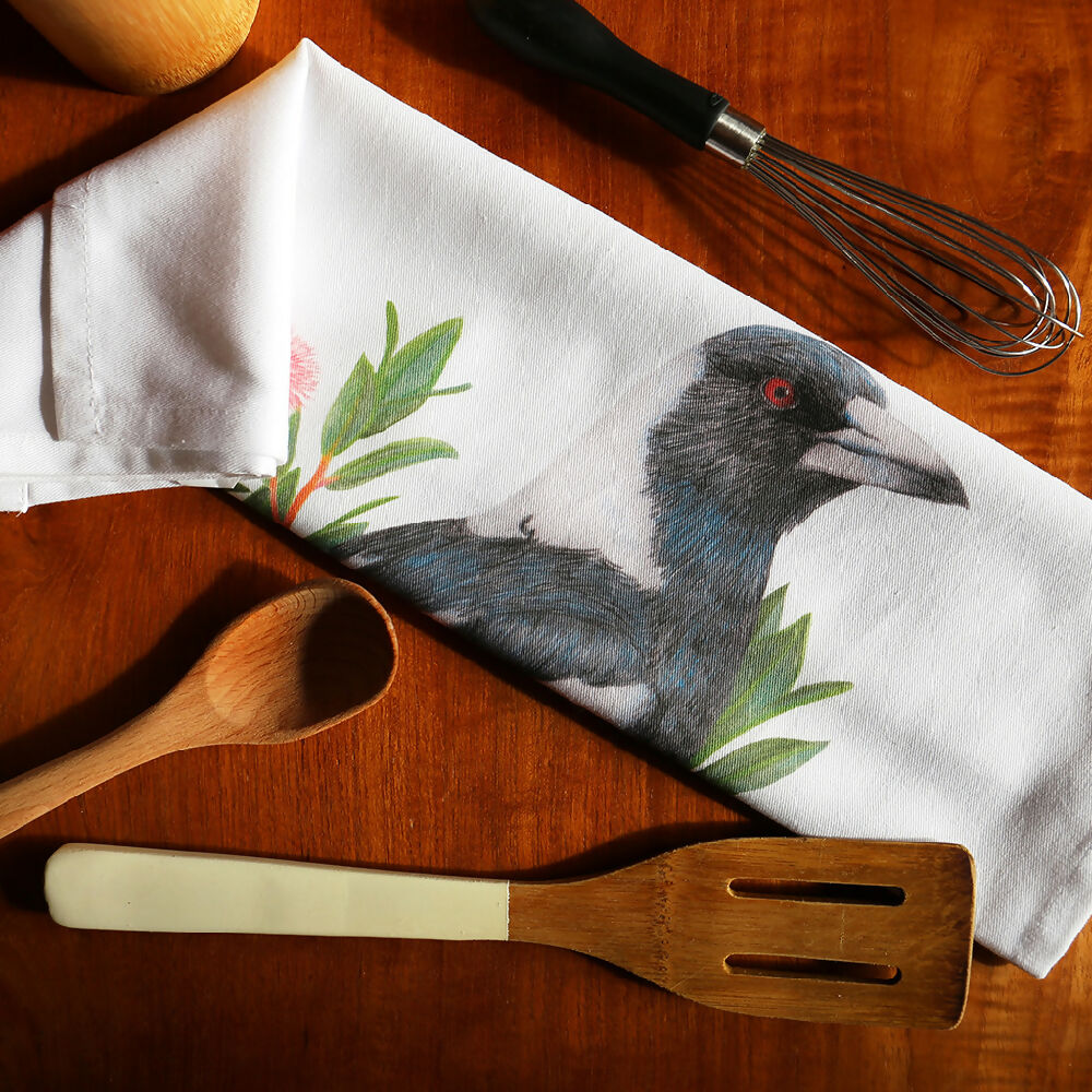 Cotton Tea Towel - Australian Magpie