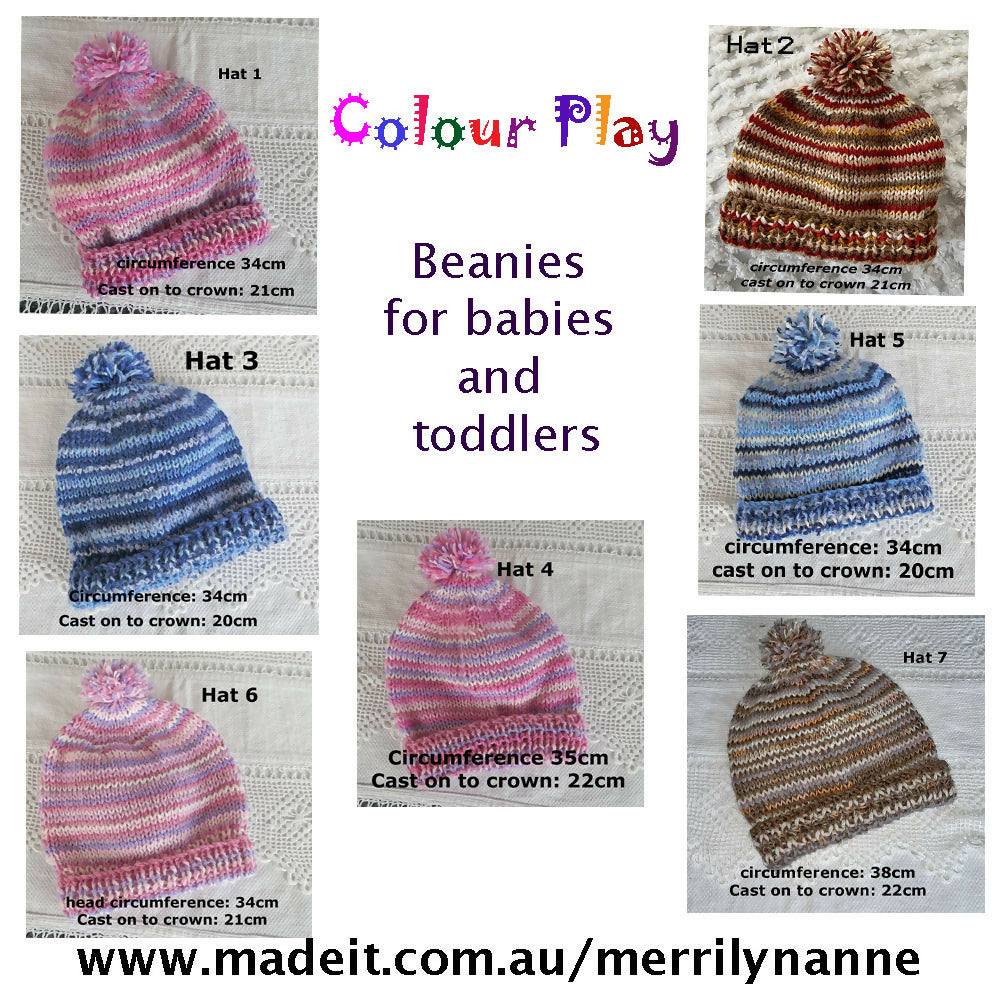 "Colour Play" beanies for babies and toddlers. Bulk buy option.