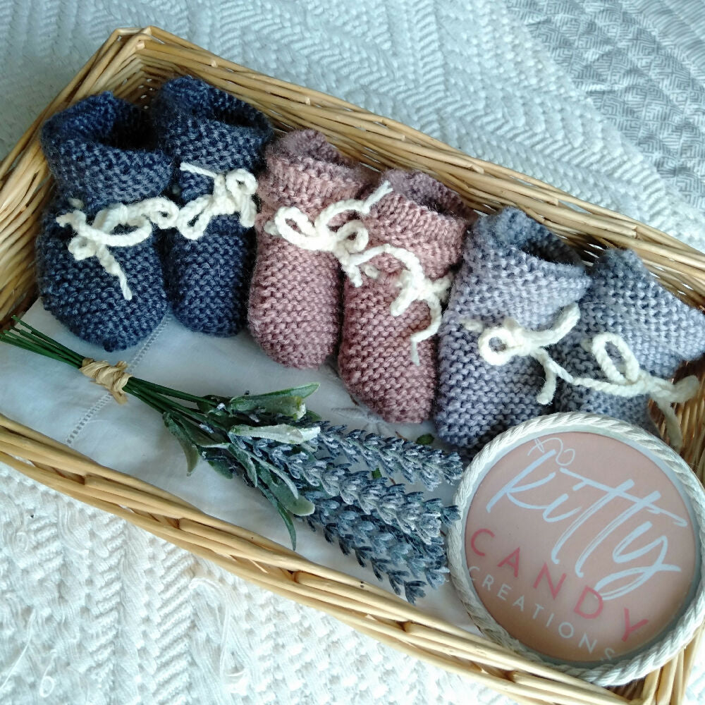 Handmade Knitted Booties - (multiple colours)