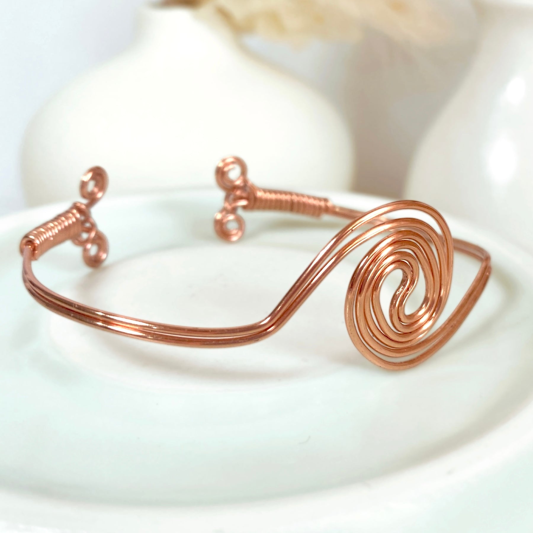 Spiralling double band cuff bracelet | Copper or Silver or Gold | Celtic-inspired jewellery