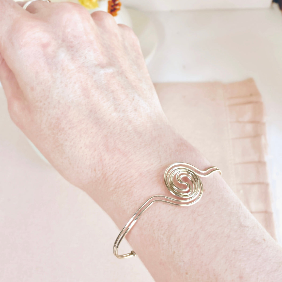 Spiralling double band cuff bracelet | Copper or Silver or Gold