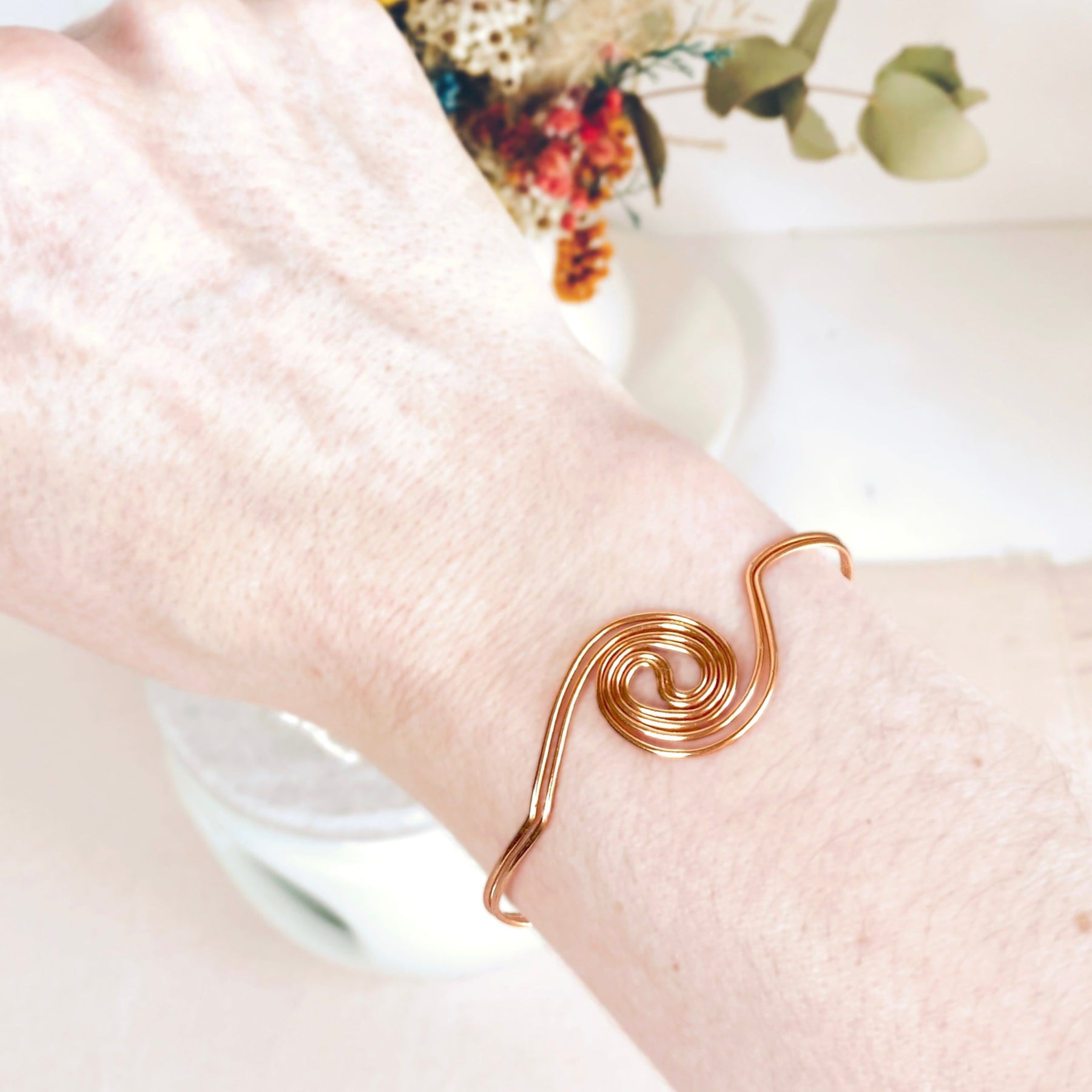 Spiralling double band cuff bracelet | Copper or Silver or Gold