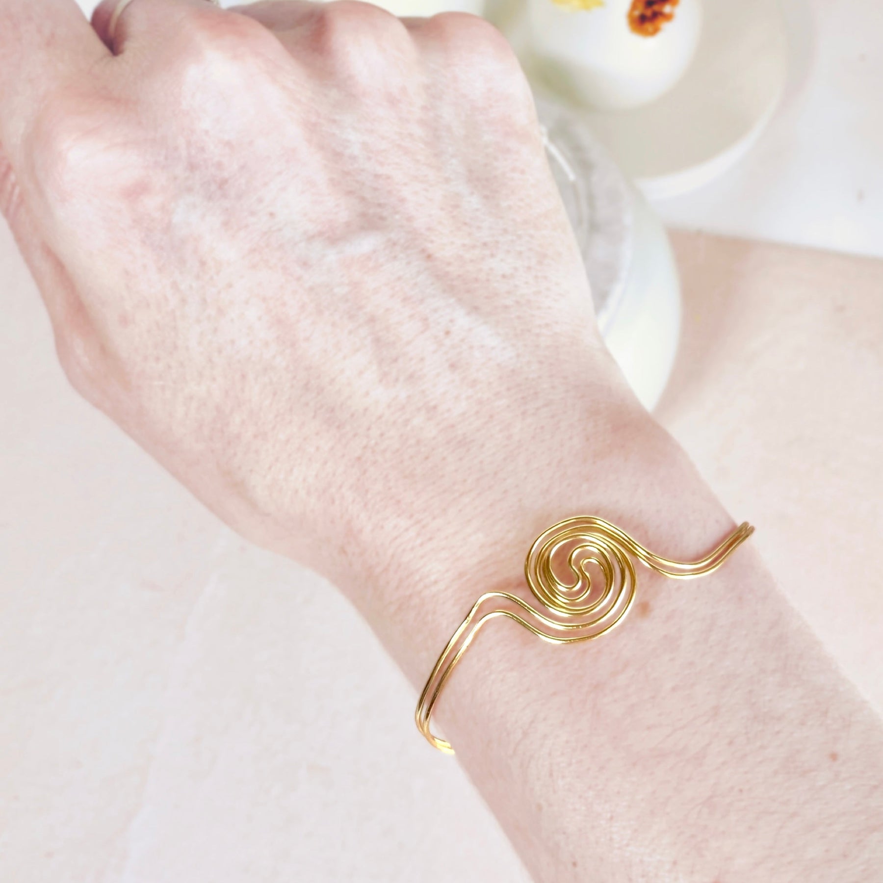 Spiralling double band cuff bracelet | Copper or Silver or Gold