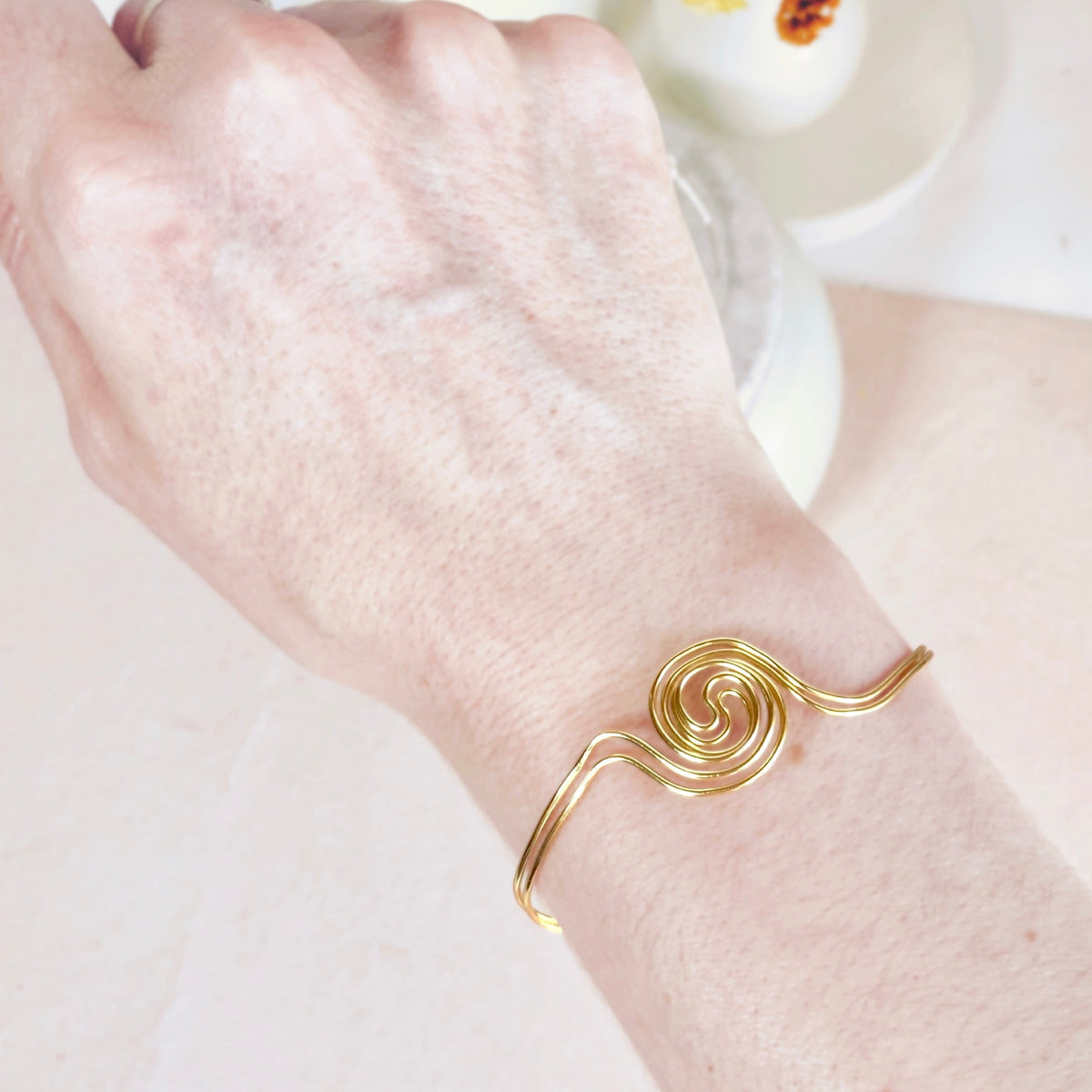 Spiralling double band cuff bracelet | Copper or Silver or Gold