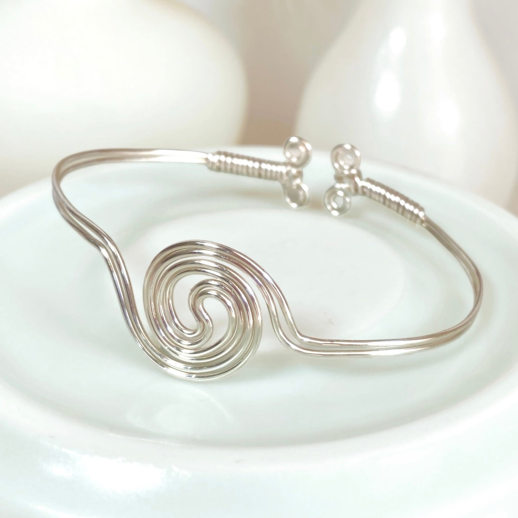 Spiralling double band cuff bracelet | Copper or Silver or Gold