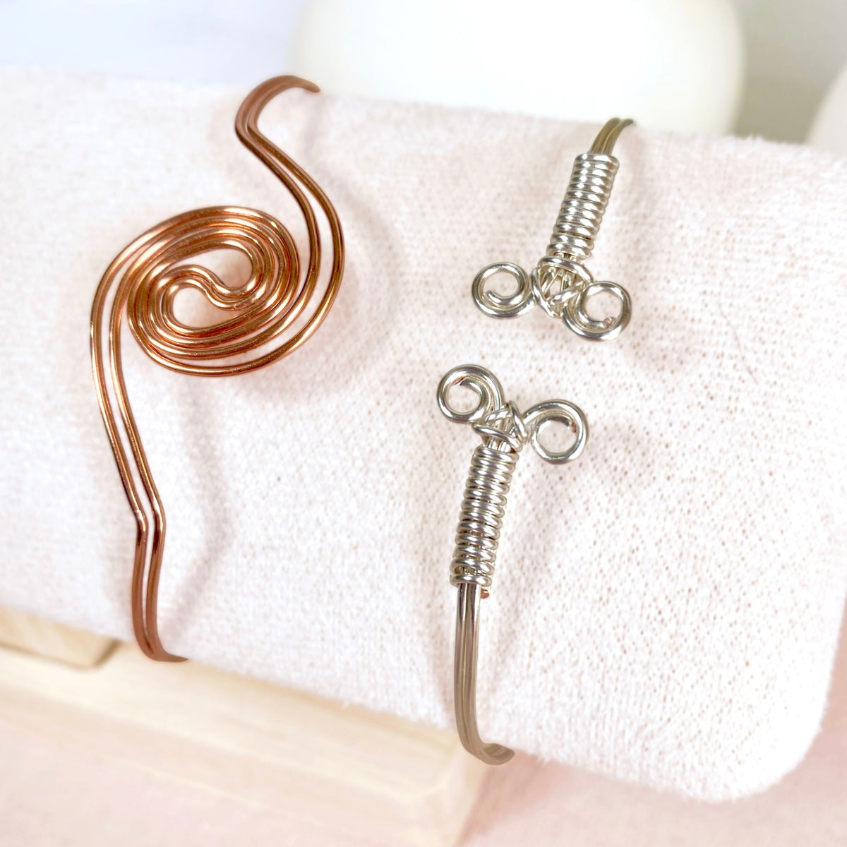 Spiralling double band cuff bracelet | Copper or Silver or Gold