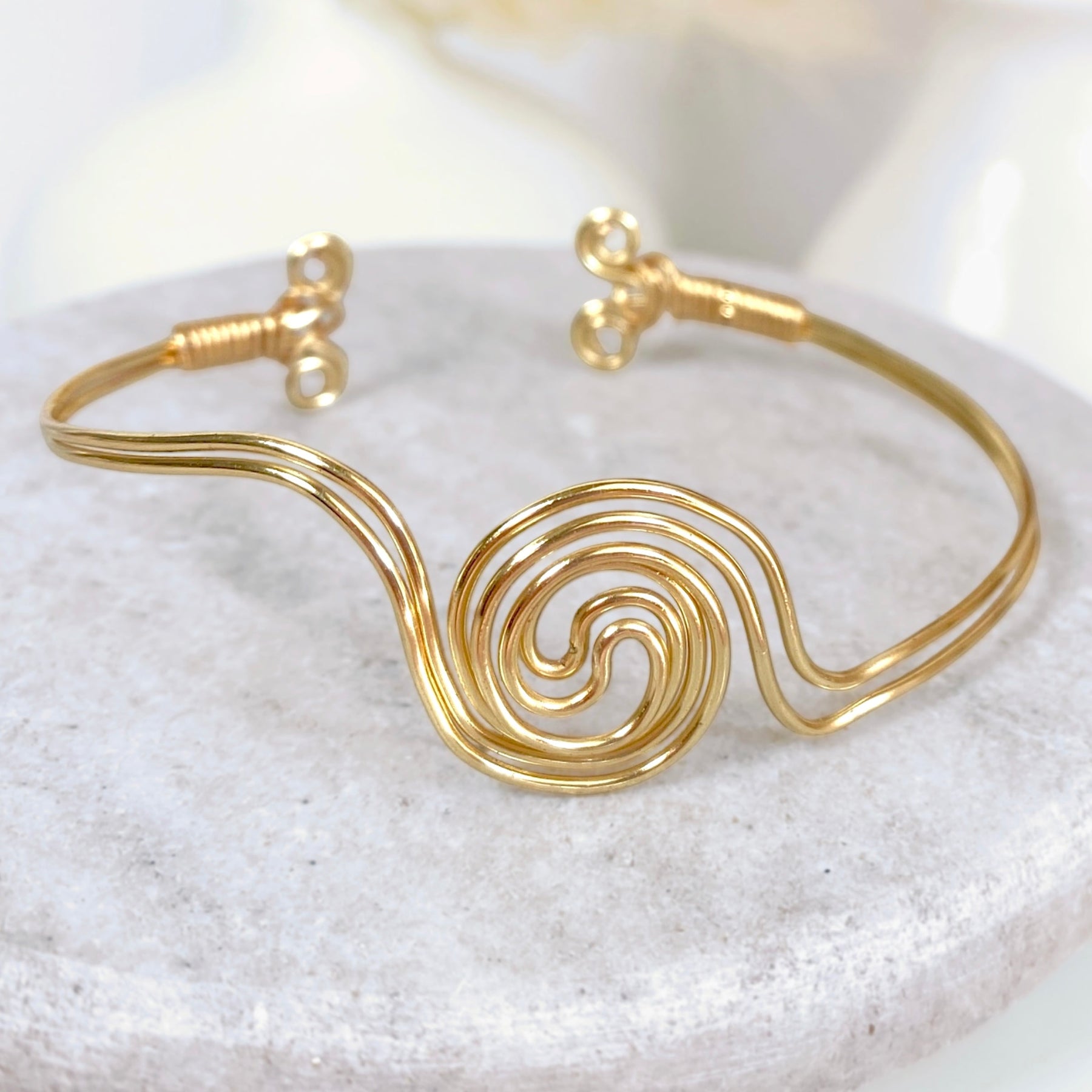 Spiralling double band cuff bracelet | Copper or Silver or Gold