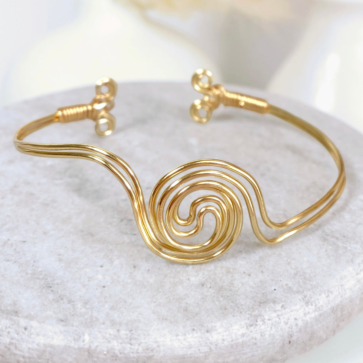 Spiralling double band cuff bracelet | Copper or Silver or Gold