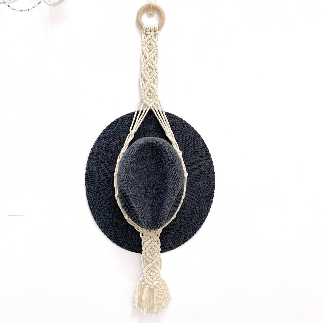 Macrame Hat Hanger - Single - Driftwood or Wood Ring Option