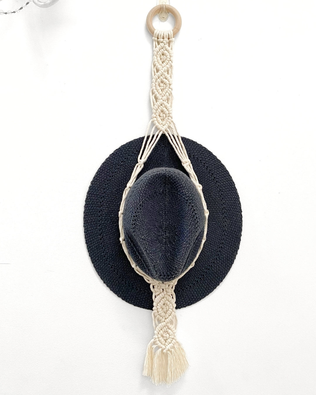 Macrame Hat Hanger - Single - Driftwood or Wood Ring Option