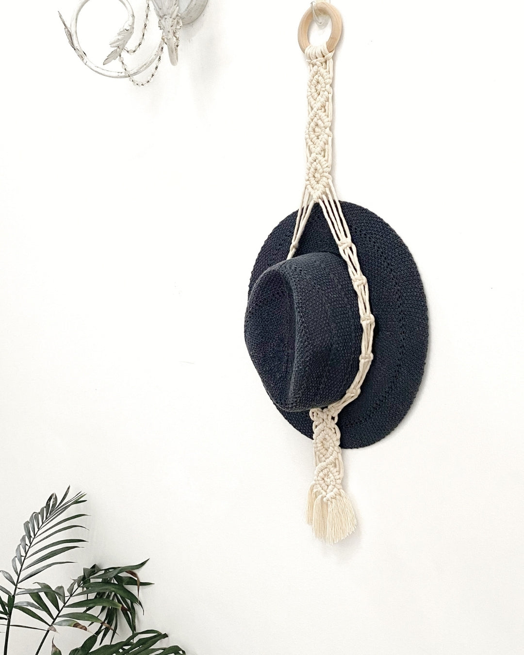 Macrame Hat Hanger - Single - Driftwood or Wood Ring Option