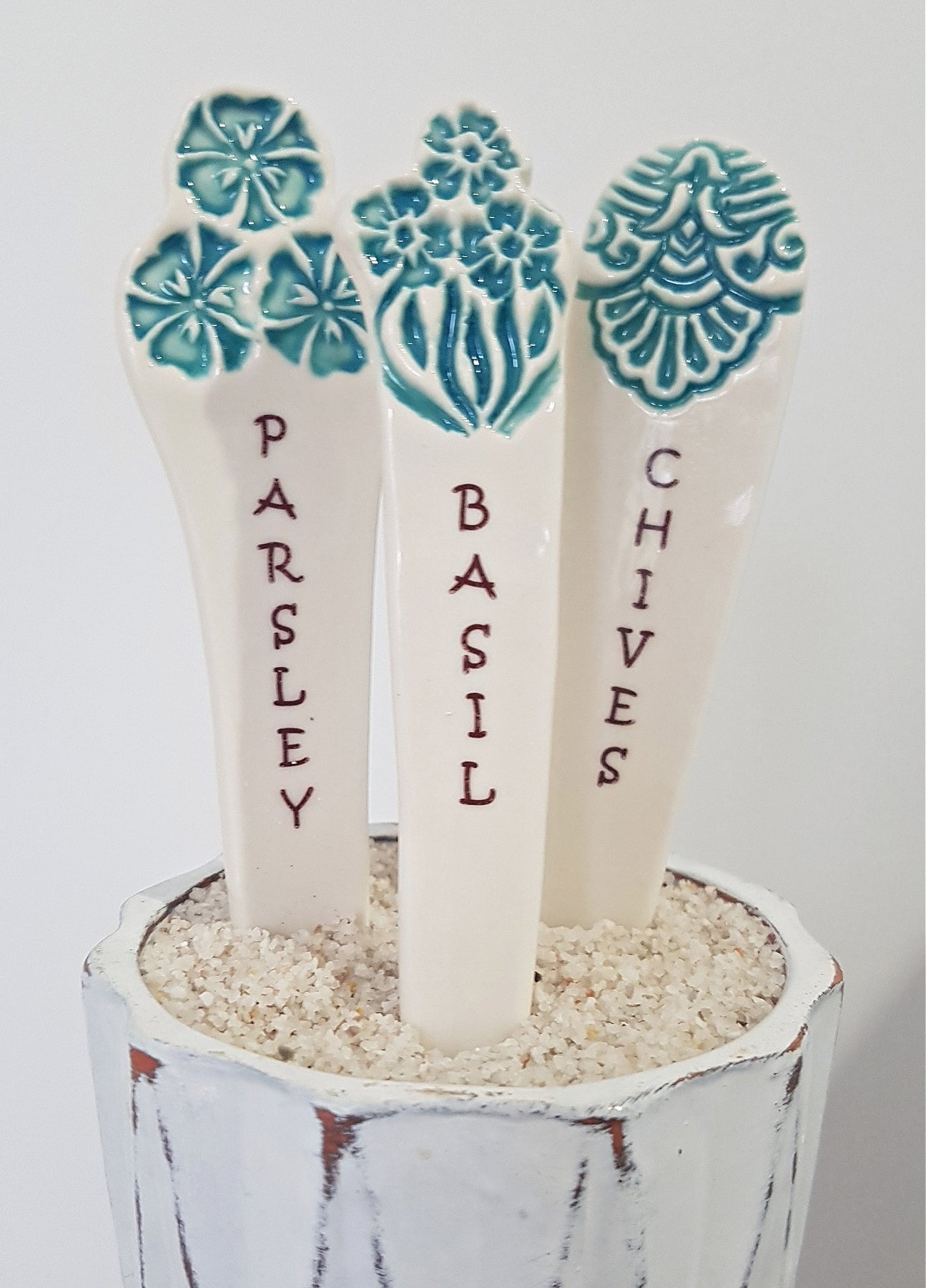 Ceramic herb markers gift set. Seeds included