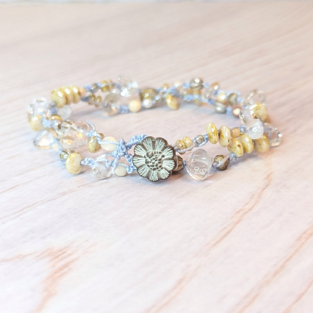 Quartz bracelet | hemp bracelet | beaded bracelet | daisy button bracelet