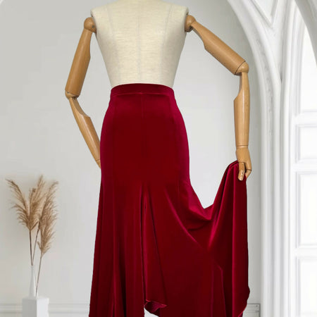 Red Velour Long Skirt Size 6-8