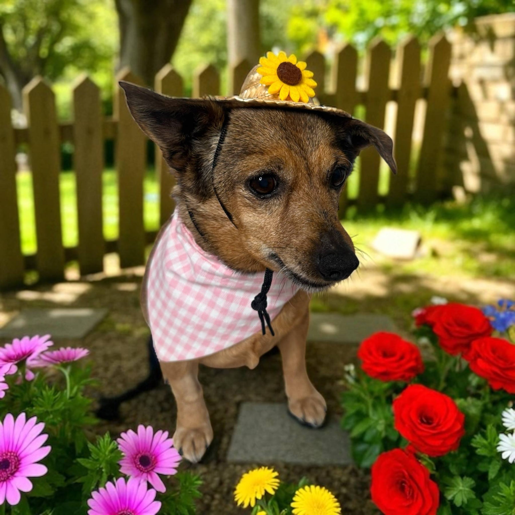 Bandana & cowboy hat set for dog/puppy or cat/kitten, Handmade pet clothing/costume