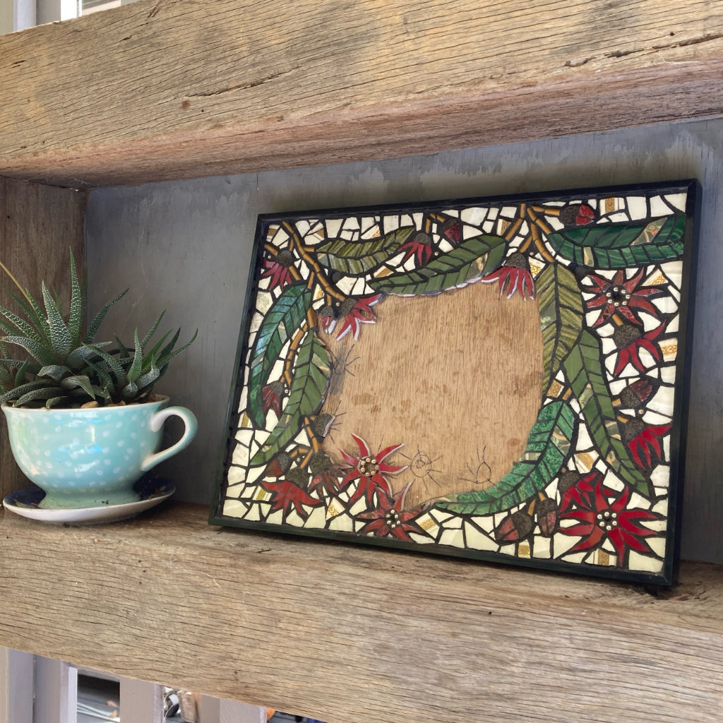 Personalised Mosaic House Number - Upcycled Crockery - Flowering Gums