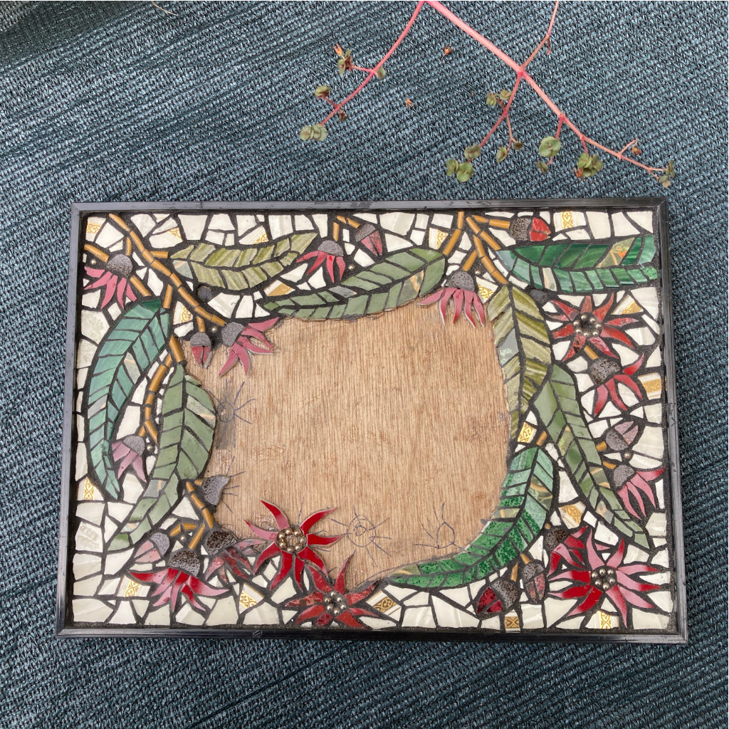 Personalised Mosaic House Number - Upcycled Crockery - Flowering Gums