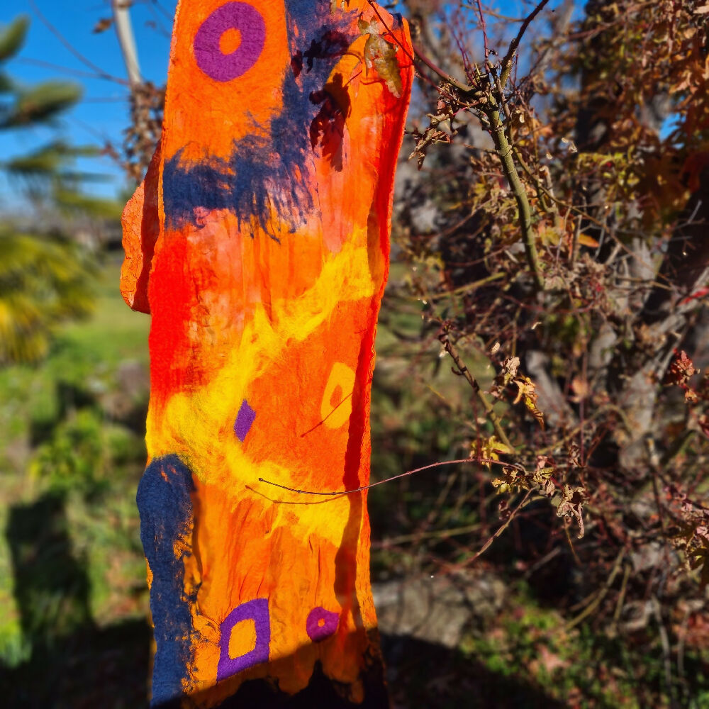 Silk and Merino Wool Felted Scarf