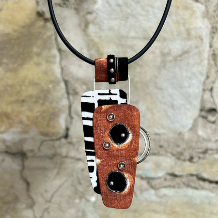 Burnt Orange Black & White Pendant Necklace